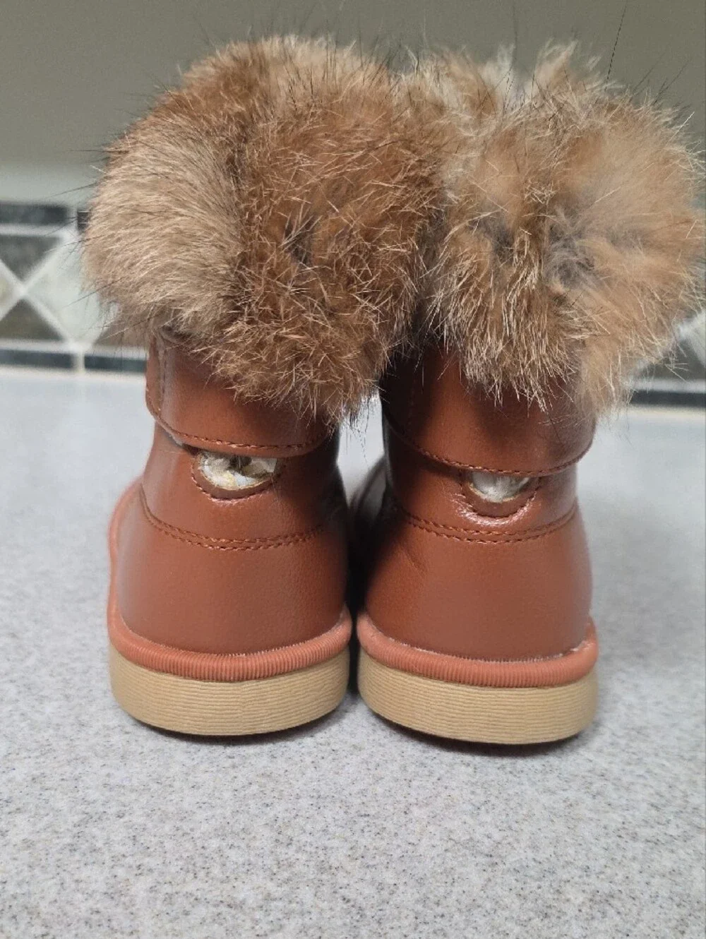 Kids Faux-Fur Trim Tan Bootie - Comfortable Winter Style